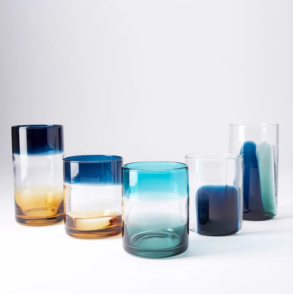 New Ombre High Ball Amber & Blue Glassware | Get It In Time For Christmas