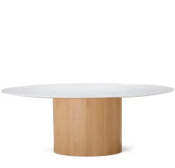 Cheap Orbit Dining Table Oak & White Marble Dining Tables