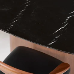 Cheap Orbit Dining Table Walnut & Black Marble Dining Tables