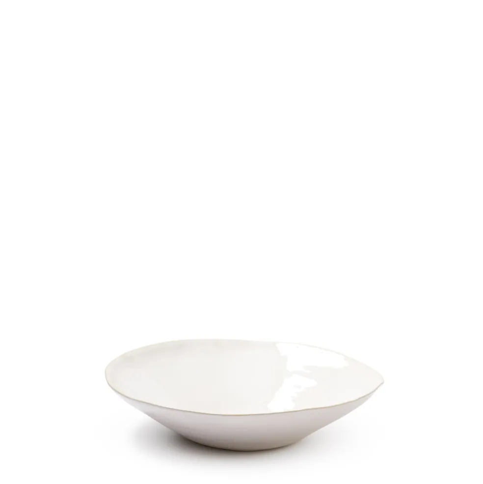 Discount Organic Sand Salad Bowl Large White 36cm Serving Bowls & Utensils | Table Settings