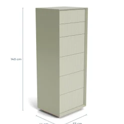Best Pillar 6 Drawer Tallboy Lichen In Stock | Bedroom Furniture