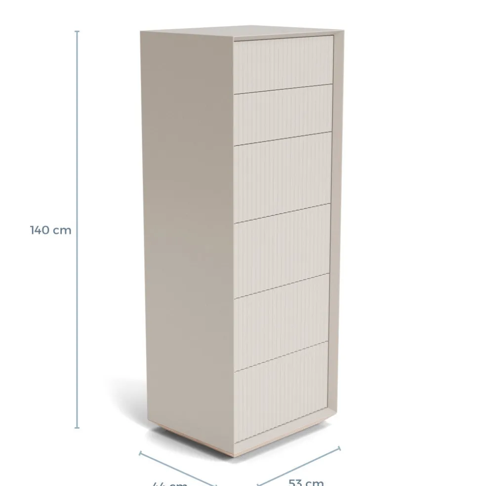 Discount Pillar 6 Drawer Tallboy Stone In Stock | Bedroom Furniture