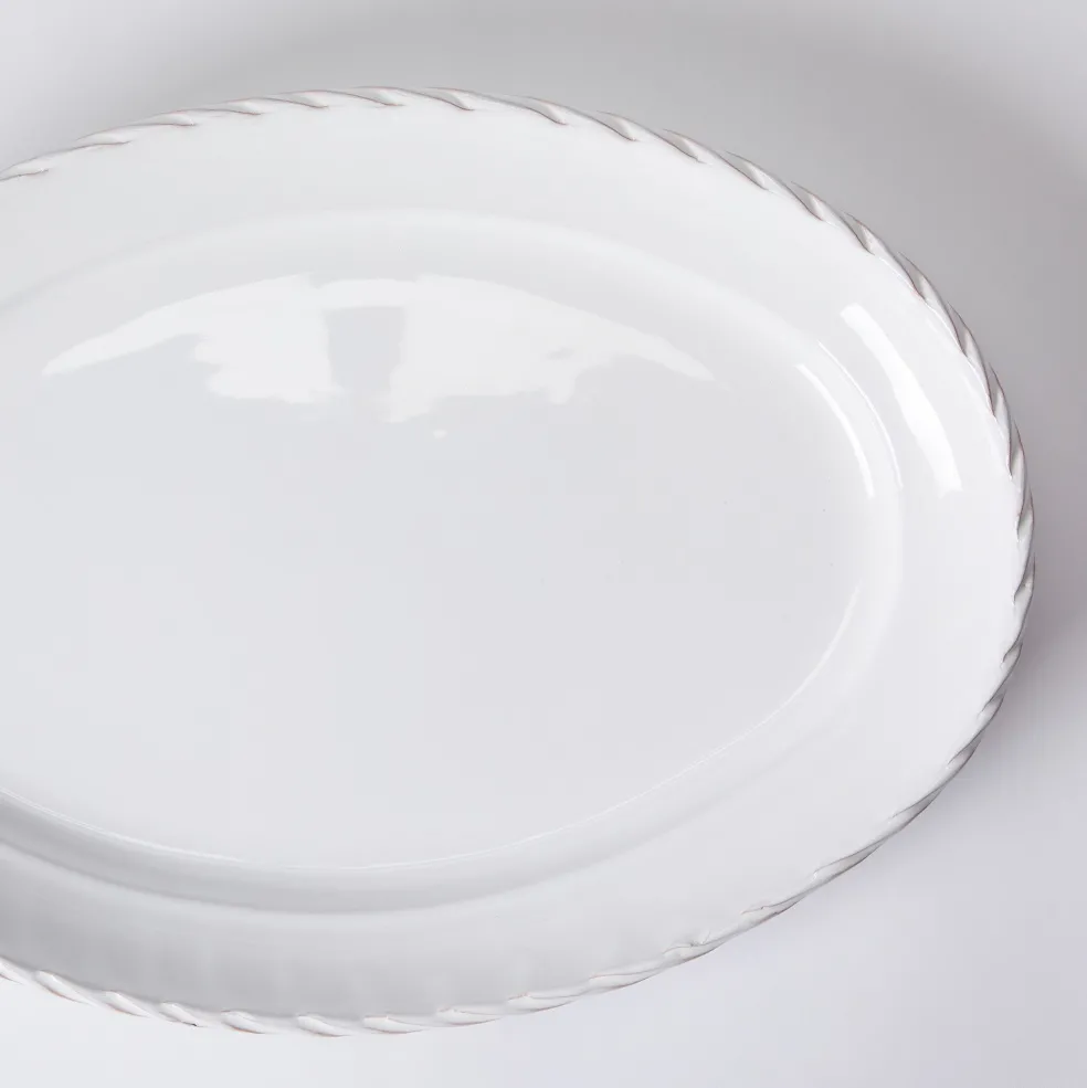 Flash Sale Rope Edge White Serving Platter 41cm Serving Boards & Platters | Table Settings