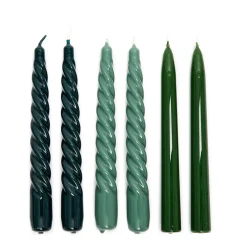 Store Set of 6 Twist & Straight Candles Green 20cm Candles, Holders & Diffusers | Gifts Under £50