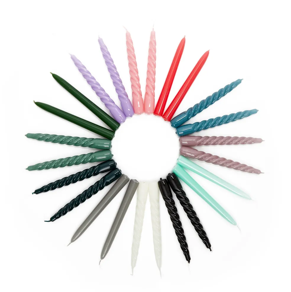 Store Set of 6 Twist & Straight Candles Green 20cm Candles, Holders & Diffusers | Gifts Under £50