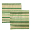 Outlet Stripe Bamboo Square Placemats Set of 2 Moss Green & Bottle Green Placemats & Coasters | Table Settings