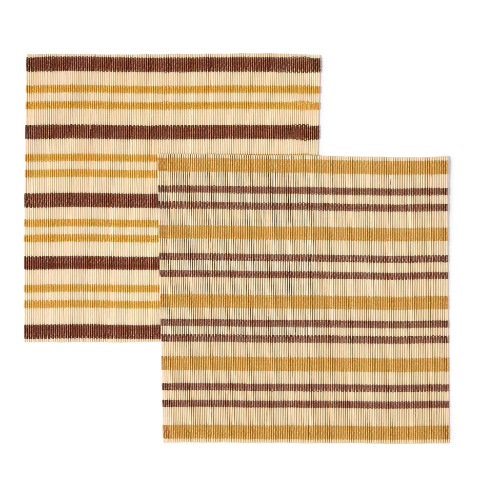 Best Stripe Bamboo Square Placemats Set of 2 Crimson & Taffy Placemats & Coasters | Table Settings