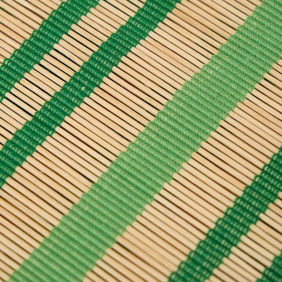 Outlet Stripe Bamboo Square Placemats Set of 2 Moss Green & Bottle Green Placemats & Coasters | Table Settings