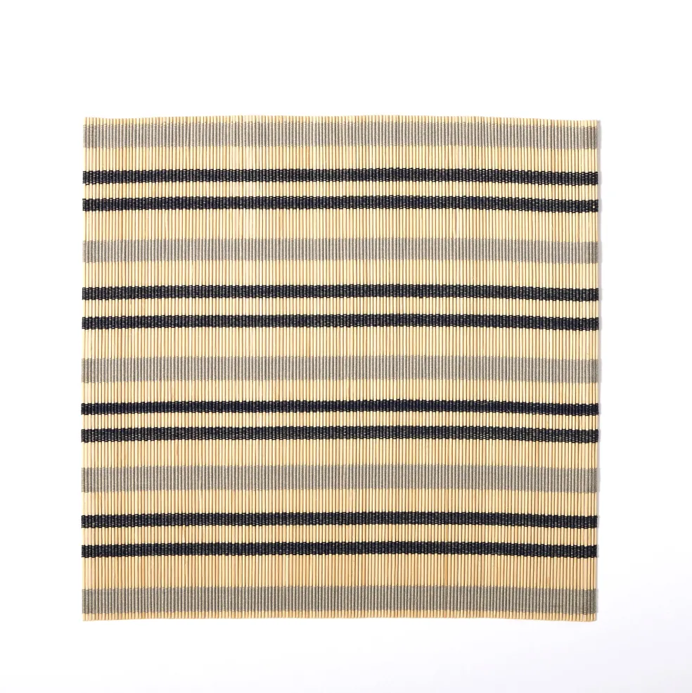 New Stripe Bamboo Square Placemats Set of 2 Navy & Grey Placemats & Coasters | Table Settings