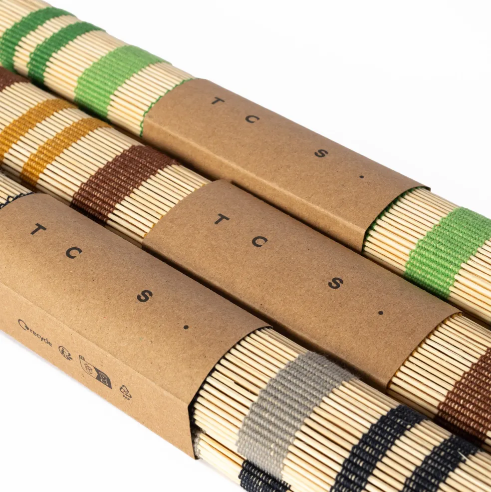 New Stripe Bamboo Square Placemats Set of 2 Navy & Grey Placemats & Coasters | Table Settings
