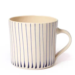 Outlet Stripe Breakfast Mug Blue Mugs, Cups & Jugs | Gifts Under £50
