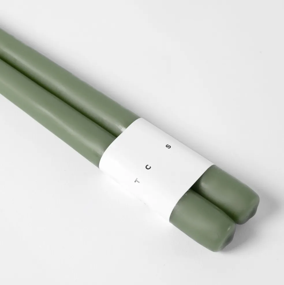 Cheap Taper Candle Pair Dusky Green 30cm Candles, Holders & Diffusers