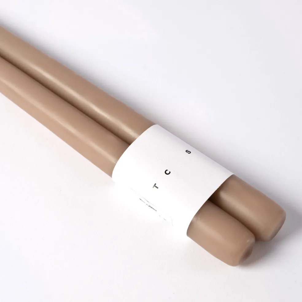New Taper Candle Pair Taupe 30cm Candles, Holders & Diffusers