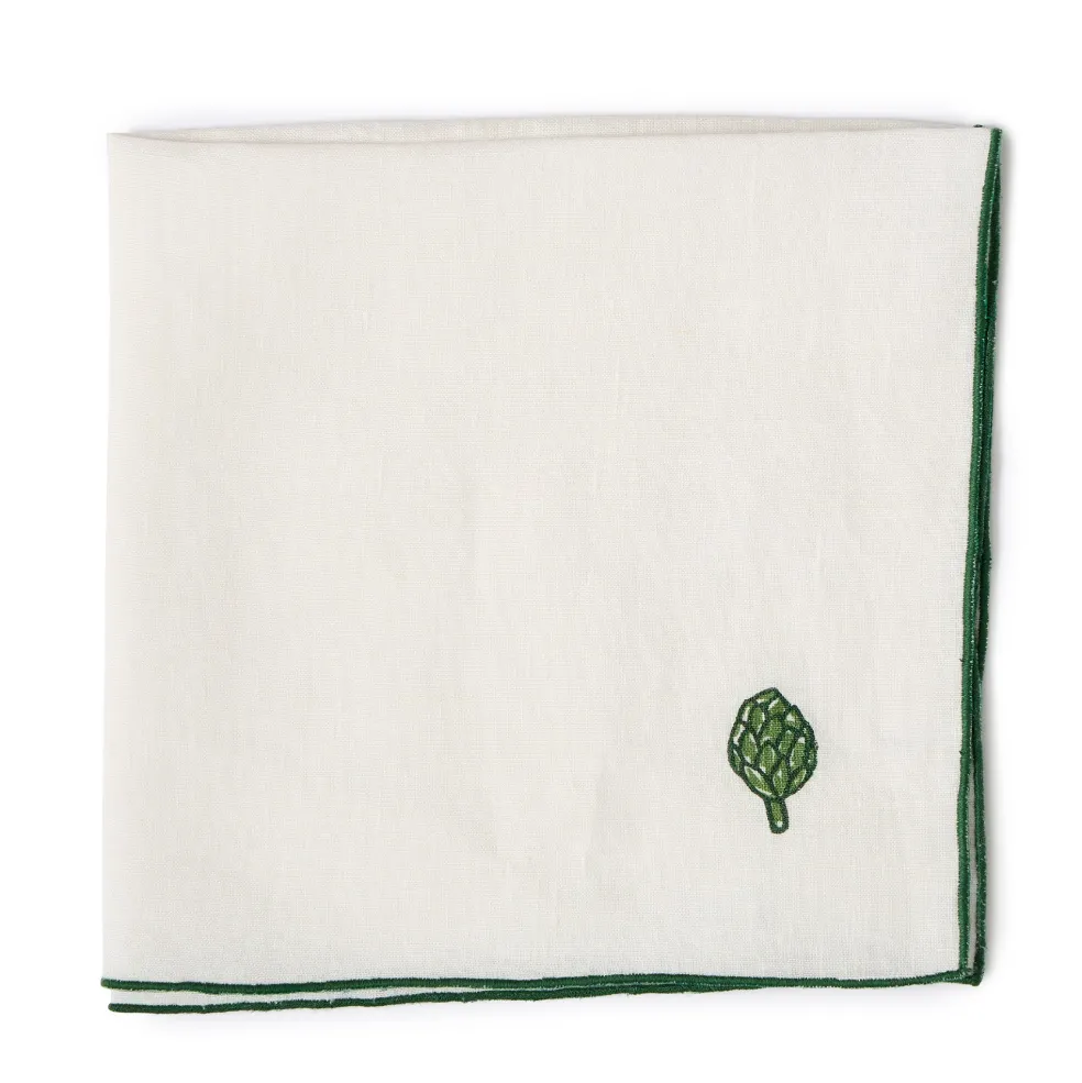 Best Vedura Embroidered Artichoke Linen Napkin Napkins