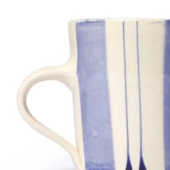 Clearance Vertical Stripe Breakfast Mug Blue Mugs, Cups & Jugs | Gifts Under £50