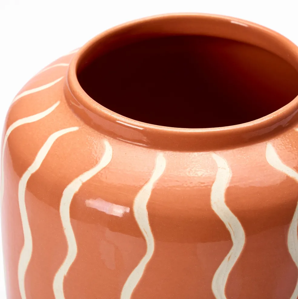 Clearance Wiggle Sgraffito Vase Apricot Vases
