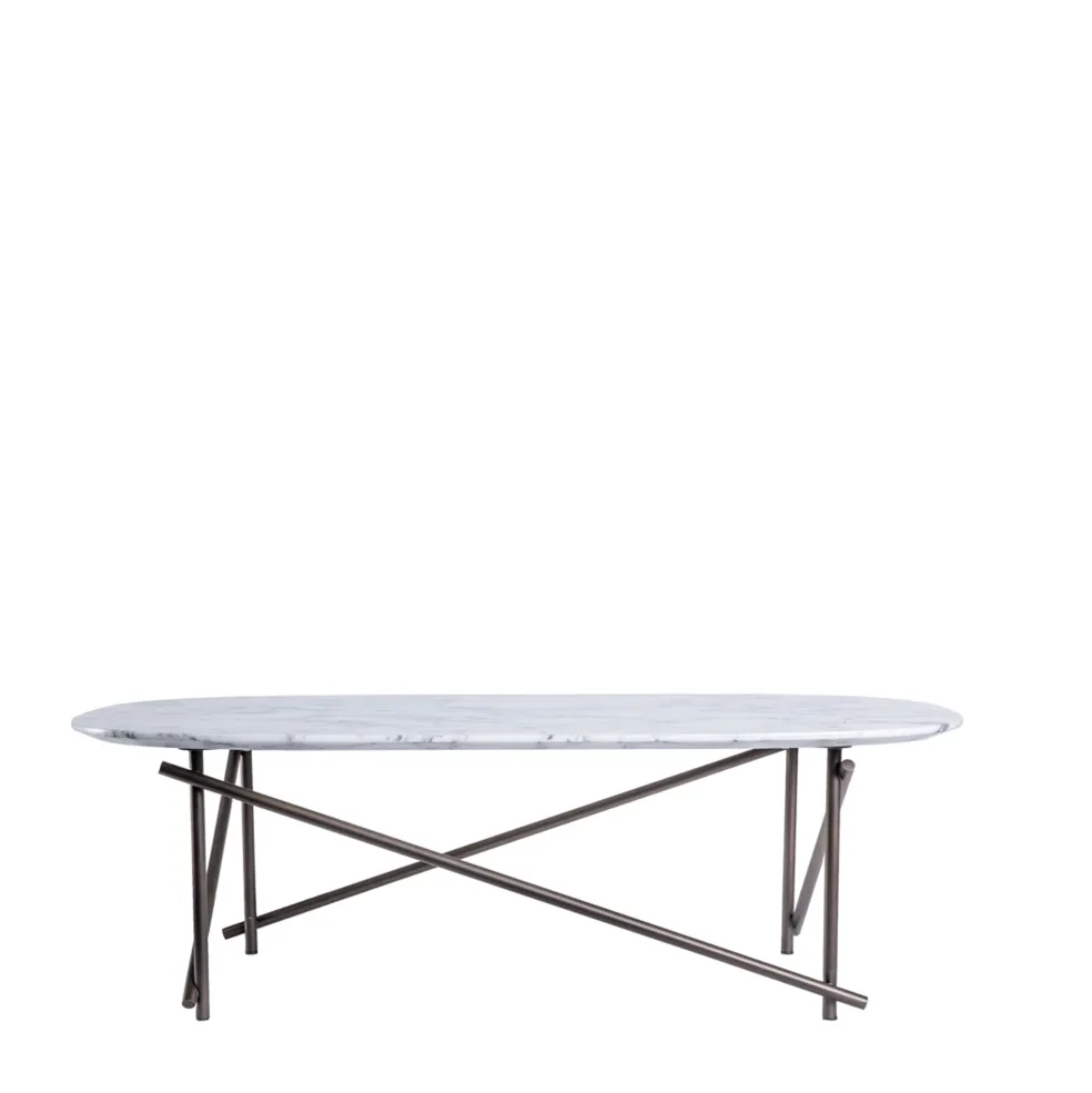 Outlet Workshop Coffee Table Arabescato Marble & Bronze Coffee & Side Tables