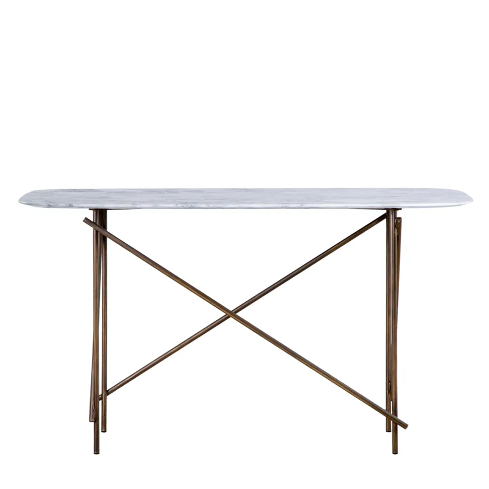 Fashion Workshop Low Console Table Marble & Bronze In Stock