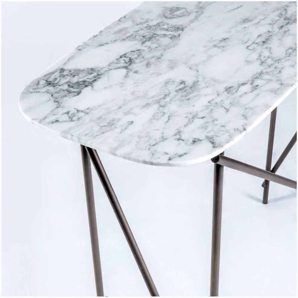 Fashion Workshop Low Console Table Marble & Bronze In Stock