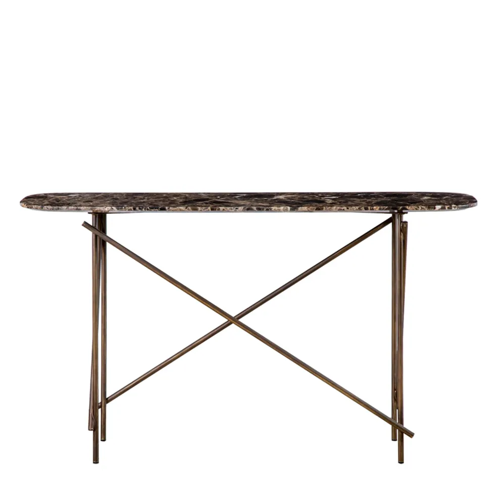 Fashion Workshop Low Console Table Marble & Bronze In Stock