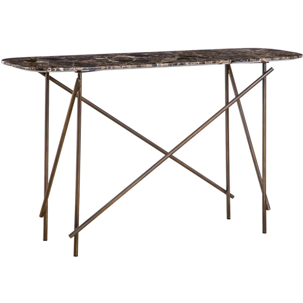 Fashion Workshop Low Console Table Marble & Bronze In Stock