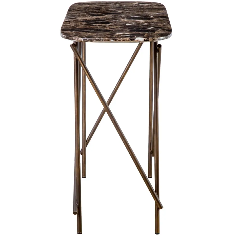 Fashion Workshop Low Console Table Marble & Bronze In Stock