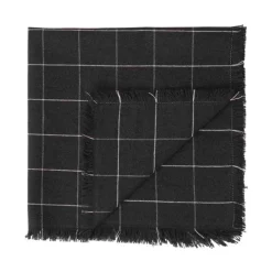 Clearance Woven Check Linen Napkin Black 45 x 45cm Napkins | Get It In Time For Christmas