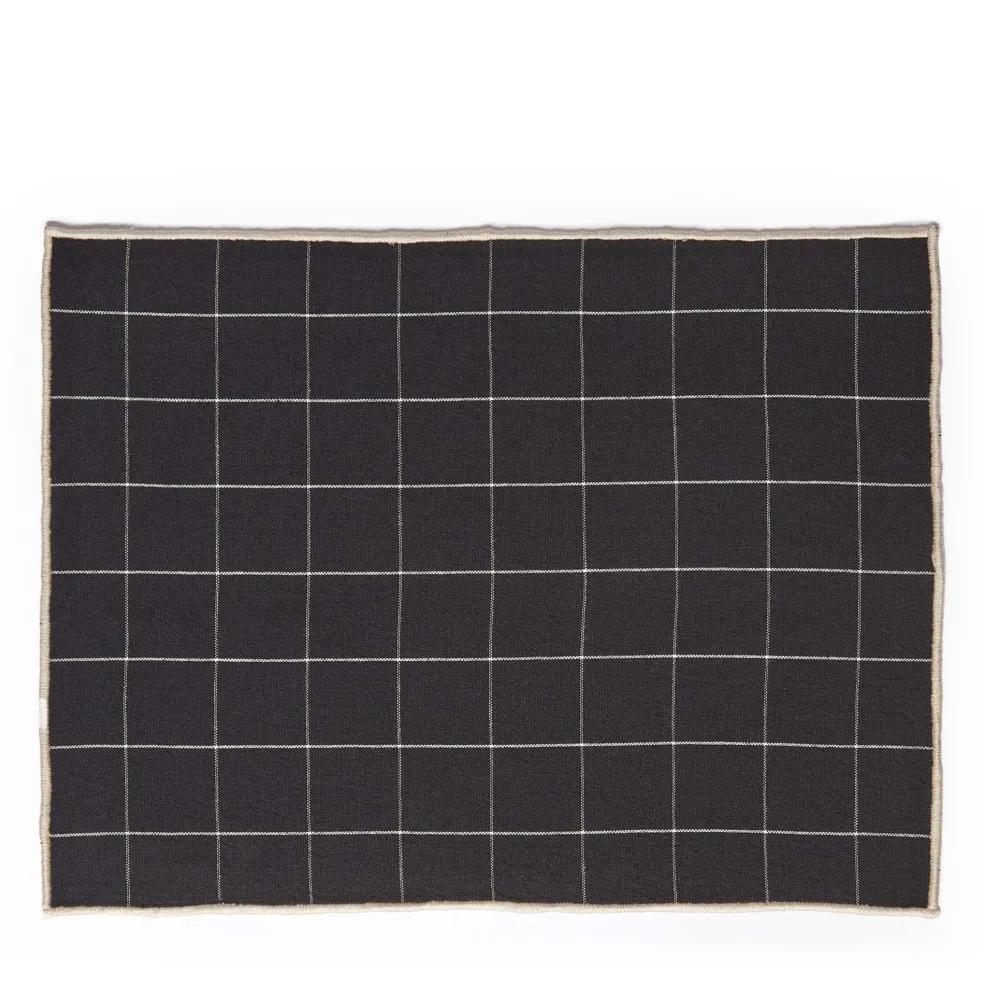 Store Woven Check Rectangular Placemat Black 40 x 30cm Placemats & Coasters | Table Settings
