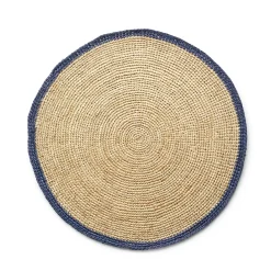 Hot Woven Round Placemat Blue & Natural 38cm Placemats & Coasters | Table Settings